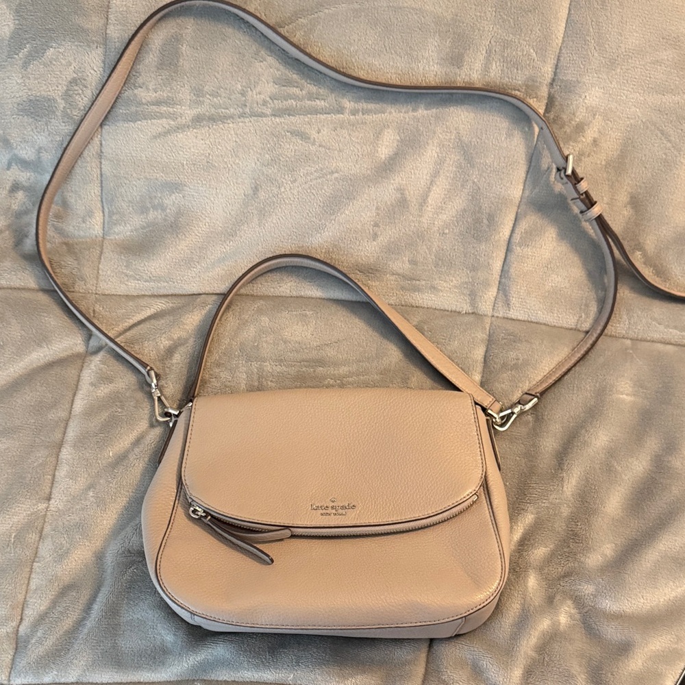 kate spade Pebbled Leather Crossbody Bag in Taupe